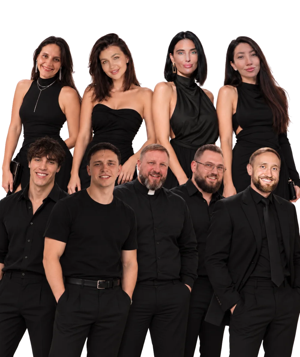Наши друзья в дресс-коде total black: чёрные платья и костюмы